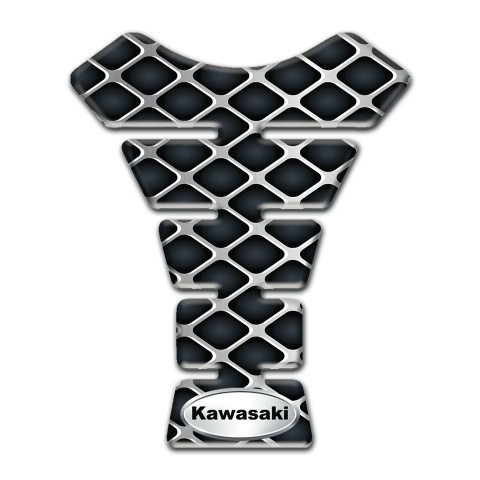 Kawasaki Tank Pad Motorbike Large Mesh Design with Oval Silver Logo 