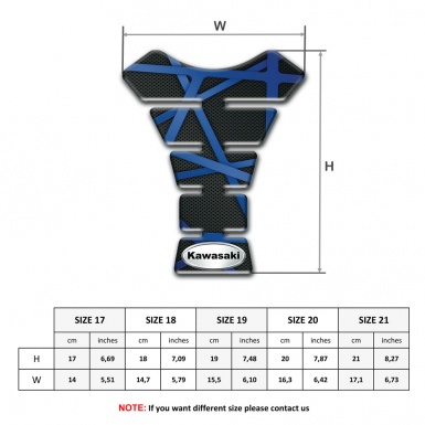Kawasaki Tank Guard Pads Black background with Dark Blue Patterns 