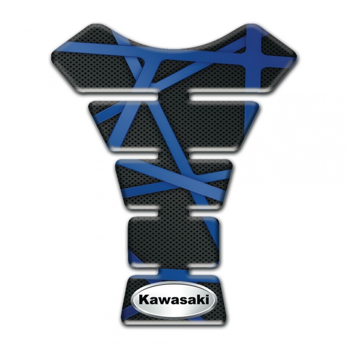 Kawasaki Tank Guard Pads Black background with Dark Blue Patterns 
