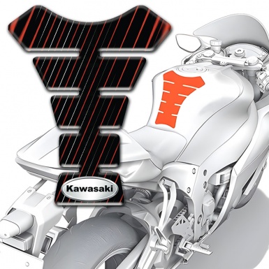 Kawasaki Tank Pad Protector Dark Base with Vertical Stripes 