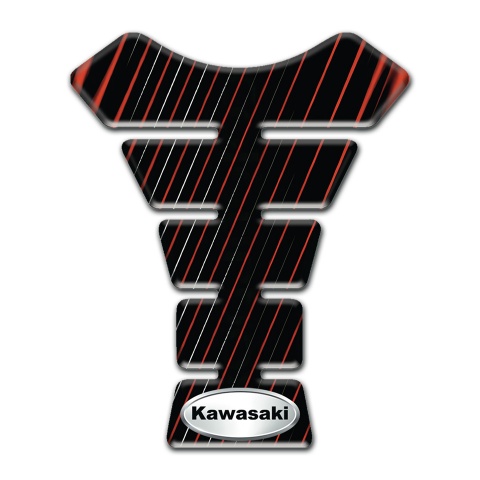 Kawasaki Tank Pad Protector Dark Base with Vertical Stripes 