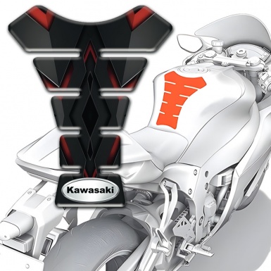 Kawasaki Tank Guard Pads dark Design with Oval Silver Logo 