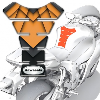 Kawasaki Tank Protector Orange Black Base Oval Silver logo 