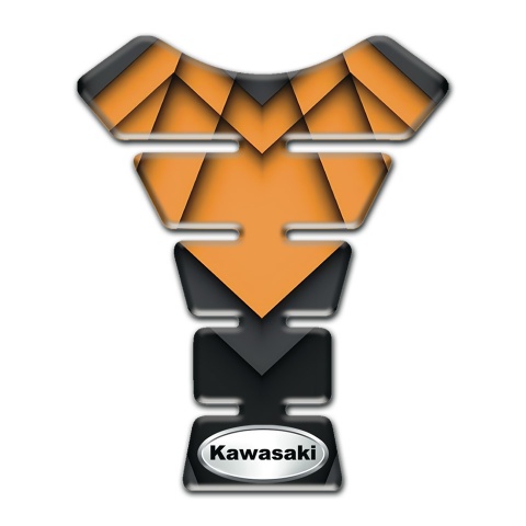 Kawasaki Tank Protector Orange Black Base Oval Silver logo 