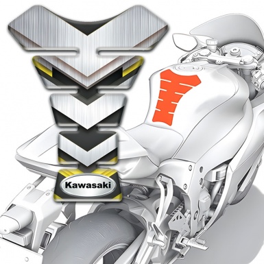Kawasaki Tank Pad Motorbike Silver V Shape Panels Style 