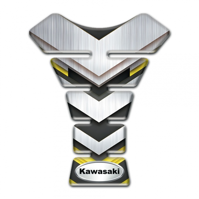 Kawasaki Tank Pad Motorbike Silver V Shape Panels Style 