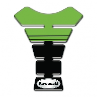 Kawasaki Tank Pad Protector Green Black Desig and Silver Oval Logo 