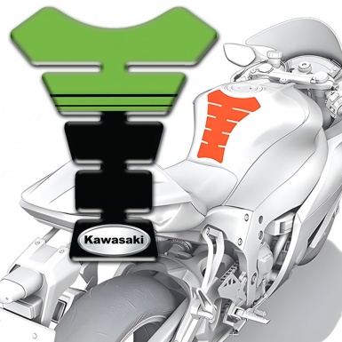 Kawasaki Tank Pad Protector Green Black Desig and Silver Oval Logo 