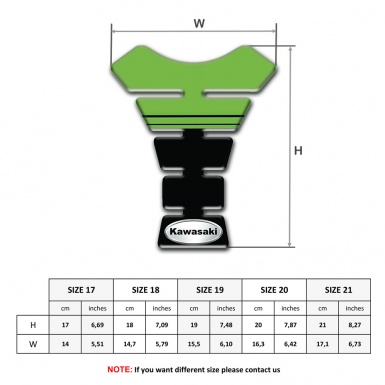 Kawasaki Tank Pad Protector Green Black Desig and Silver Oval Logo 