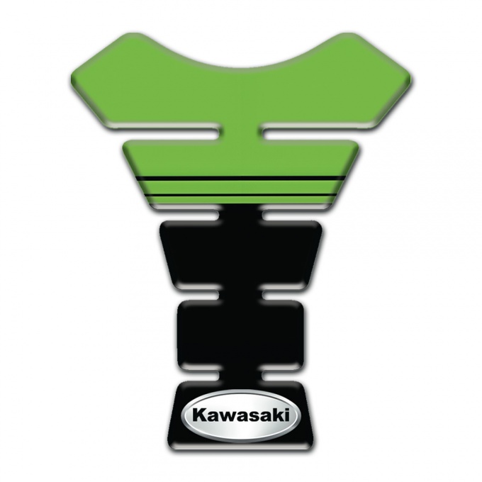 Kawasaki Tank Pad Protector Green Black Desig and Silver Oval Logo 