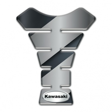 Kawasaki Tank Pad Motorbike Gray Diagonal Patterns Design Oval Logo 