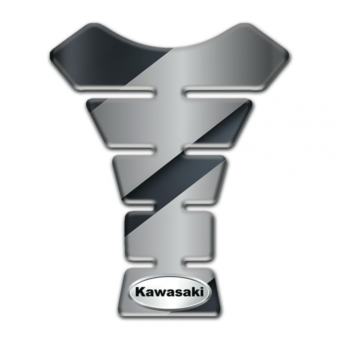 Kawasaki Tank Pad Motorbike Gray Diagonal Patterns Design Oval Logo 