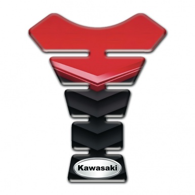 Kawasaki Tank Protector Red Black Print Oval Silver logo 