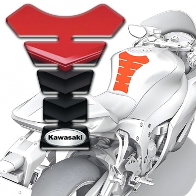 Kawasaki Tank Protector Red Black Print Oval Silver logo 