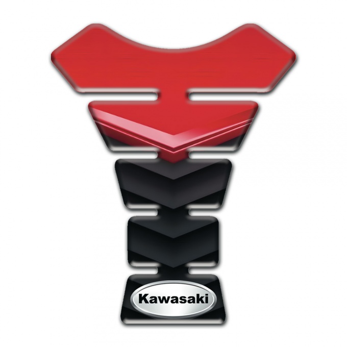 Kawasaki Tank Protector Red Black Print Oval Silver logo 