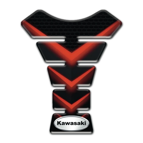 Kawasaki Tank Pad Motorbike Red V Shape Lights Print 