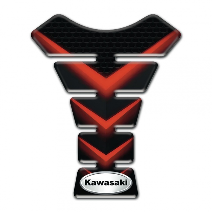 Kawasaki Tank Pad Motorbike Red V Shape Lights Print 
