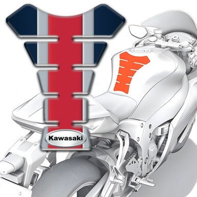 Kawasaki Tank Protector Vertical Colors Style Oval Silver logo 