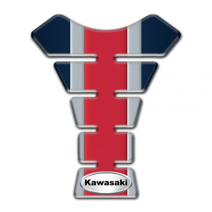 Kawasaki Tank Protector Vertical Colors Style Oval Silver logo 