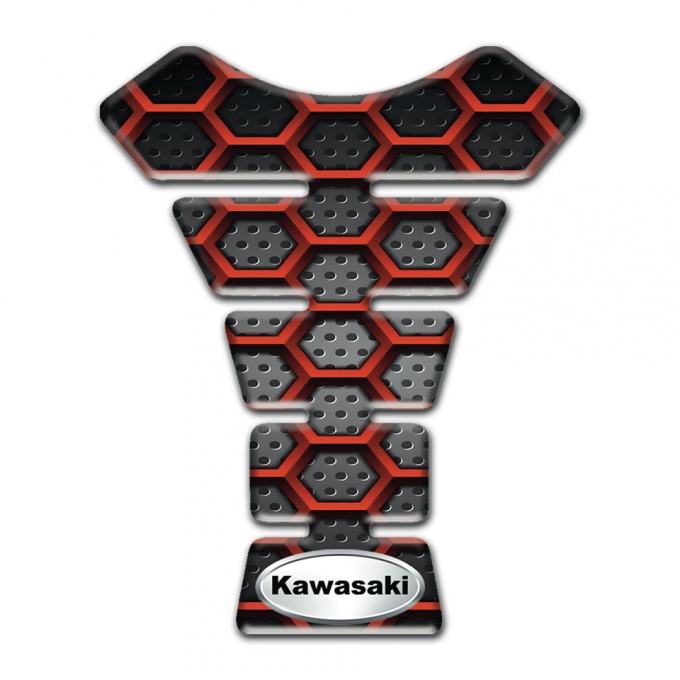 Kawasaki Tank Pad Protector Hexadons Figures Style Oval Logo 