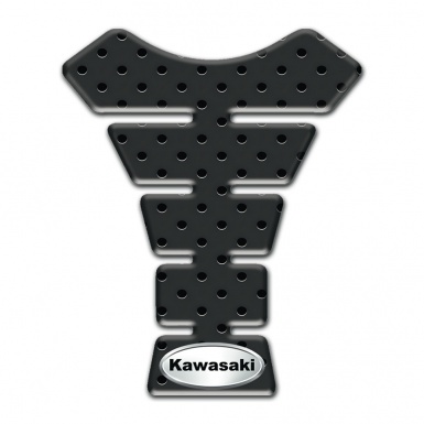Kawasaki Tank Fuse Perforated Rubber Effect Oval Silver Logo 