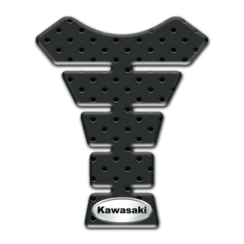 Kawasaki Tank Fuse Perforated Rubber Effect Oval Silver Logo 