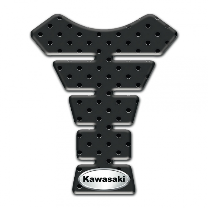 Kawasaki Tank Fuse Perforated Rubber Effect Oval Silver Logo 