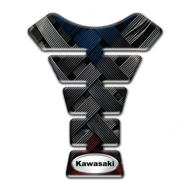 Kawasaki Tank Pad Motorbike Crossed Belts Design Silver Oval Logo 