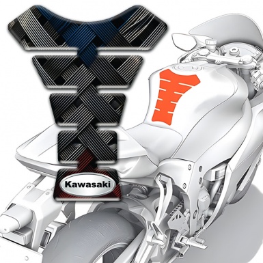 Kawasaki Tank Pad Motorbike Crossed Belts Design Silver Oval Logo 
