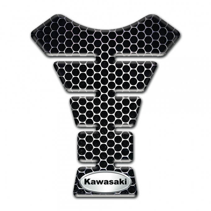 Kawasaki Tank Protector Perforated Edition Oval Silver Logo 