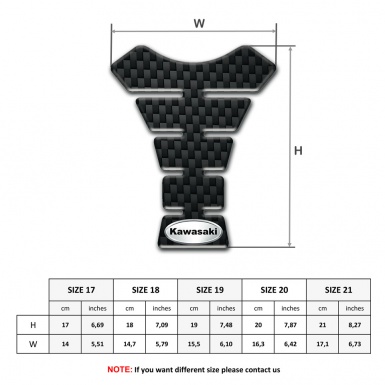 Kawasaki Tank Pad Protector Black Fibers Style Oval logo 