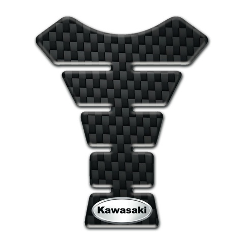 Kawasaki Tank Pad Protector Black Fibers Style Oval logo 