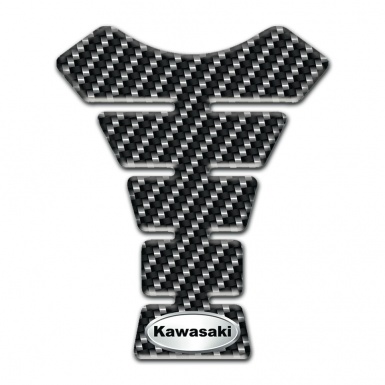 Kawasaki Tank Fuse Style Dark Carbon and Oval Silver Logo 