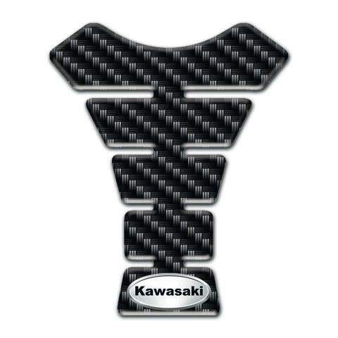 Kawasaki Tank Pad Motorbike Black Carbon Design Oval Logo 