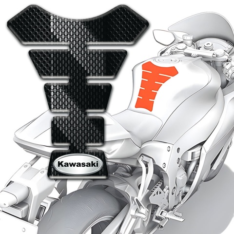 Kawasaki Tank Guard Pads Black Gray Carbon Style 