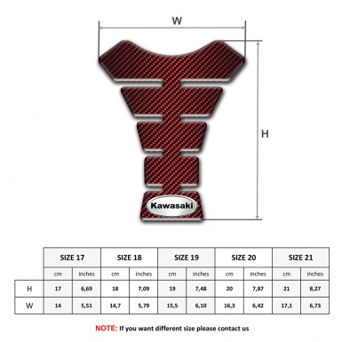 Kawasaki Tank Pad Protector Red Carbon Design Oval Silver Logo Style 