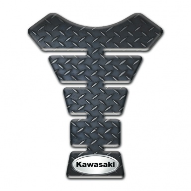 Kawasaki Tank Pad Motorbike Rough Effect base Oval Silver Logo 