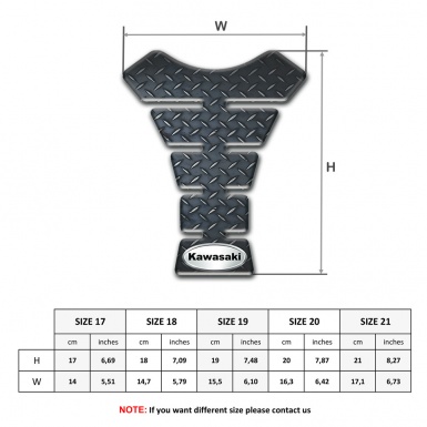 Kawasaki Tank Pad Motorbike Rough Effect base Oval Silver Logo 