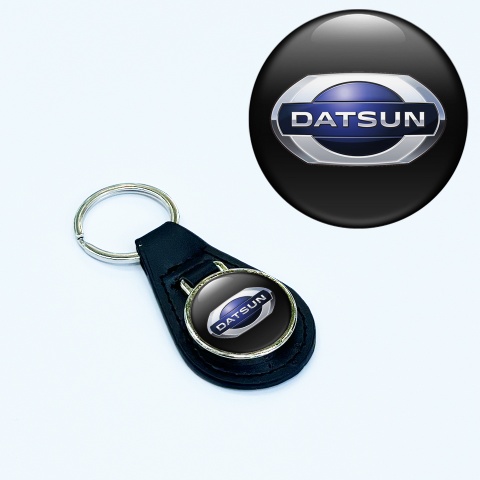 Datsun Keyring Holder Leather Black Silver Blue Edition