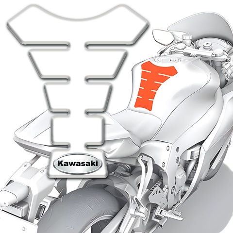 Kawasaki Tank Guard Pads White Print Oval Logo 