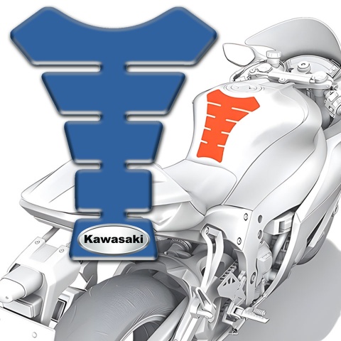 Kawasaki Tank Pad Protector Blue Print Oval Logo 
