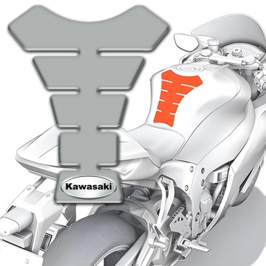 Kawasaki  Tank Guard Pads Gray Print Oval Logo Style 
