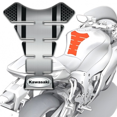 Kawasaki Tank Fuse Style Gray Panel Base Oval silver Logo 