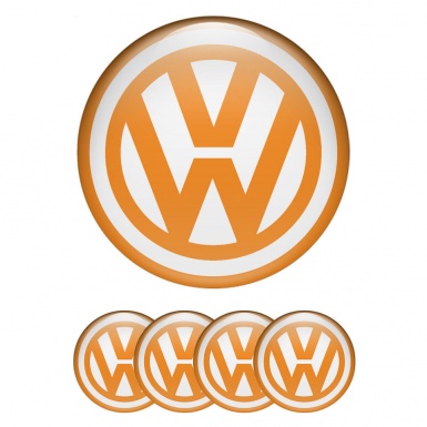 VW Emblems for Wheel Caps White Orange Logo