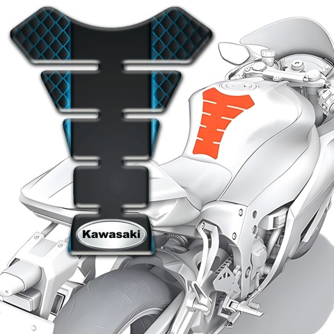 Kawasaki Tank Pad Motorbike Neon Mesh Style Oval Logo 