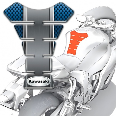 Kawasaki Tank Guard Pads Gray Panel with Blue Detail Design 