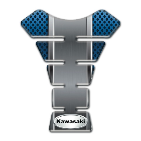 Kawasaki Tank Guard Pads Gray Panel with Blue Detail Design 