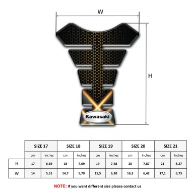 Kawasaki Tank Pad Protector dark Base with Orange Lights 