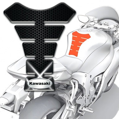 Kawasaki Tank Fuse Dark Base with Crossed White Lights style 