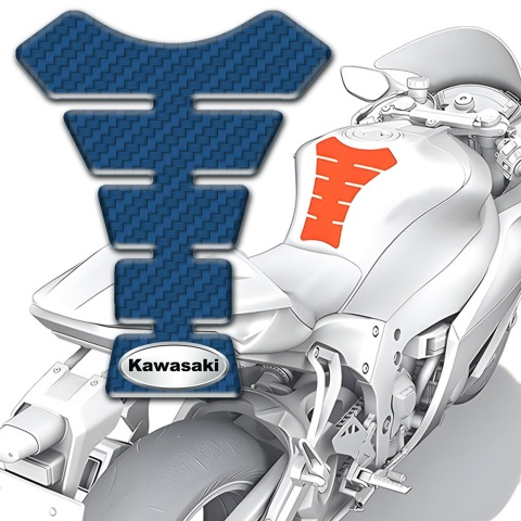 Kawasaki Tank Guard Pads Navy Blue Carbon Edition 